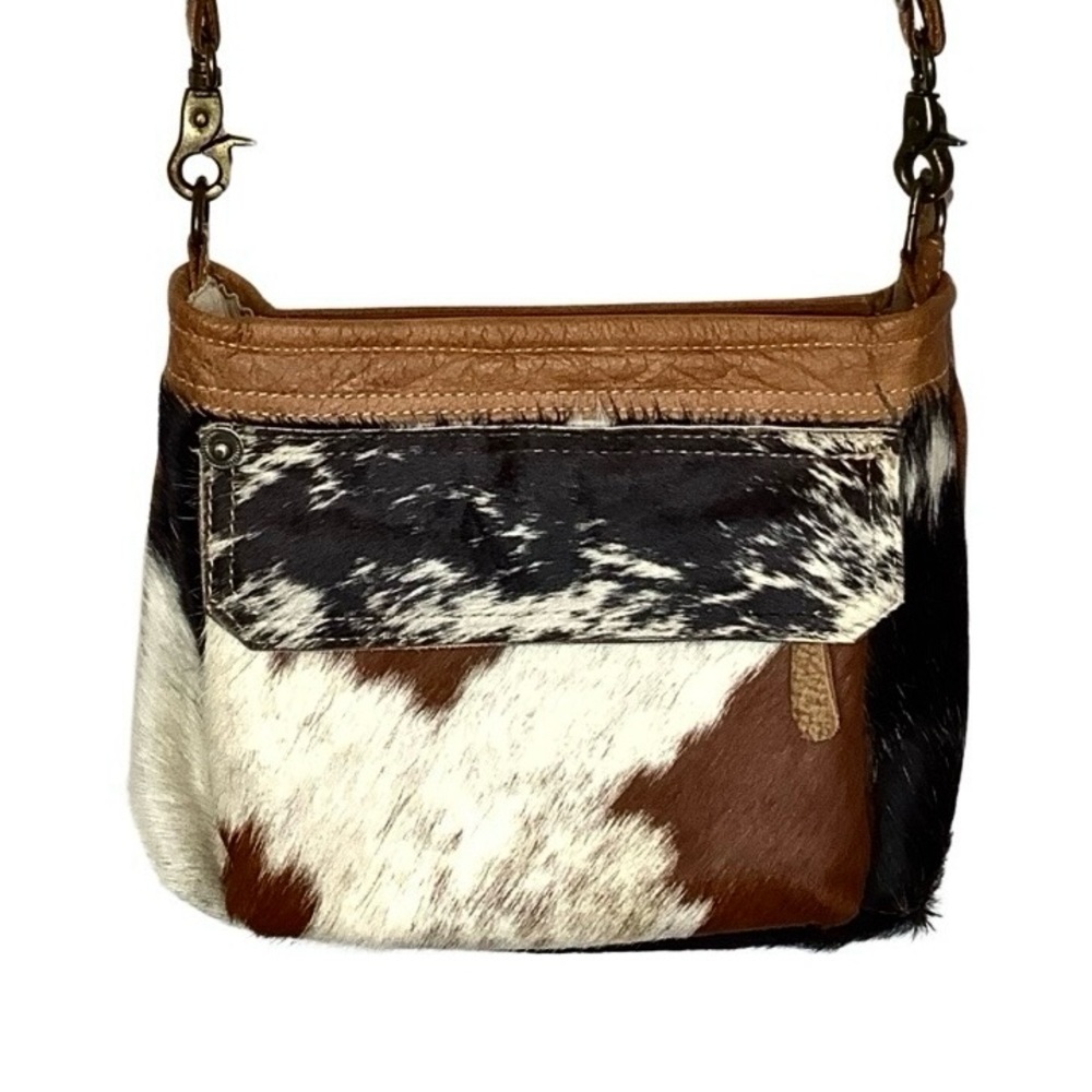 Myra Bag Pomerol 1964 Upcycled Canvas Crossbody Bag - Small Brown Leather Trim Purse